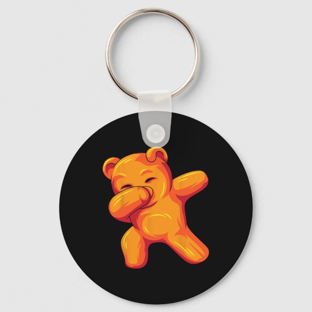 Funny Dabbing Gummy Bear Dancing Gummy Bear Birthd Nyckelring (Framsida)