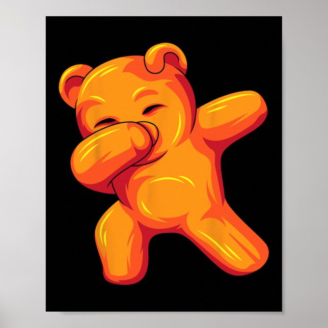 Funny Dabbing Gummy Bear Dancing Gummy Bear Birthd Poster (Framsidan)