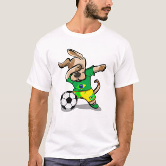 Funny Dabbing Hund Brasilien Soccer Jersey Brazili T Shirt
