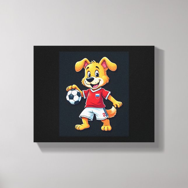 Funny Dabbing Hund Russian Soccer Jersey Russian F Canvastryck (Framsida)