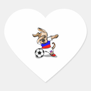 Funny Dabbing Hund Russian Soccer Jersey Russian F Hjärtformat Klistermärke