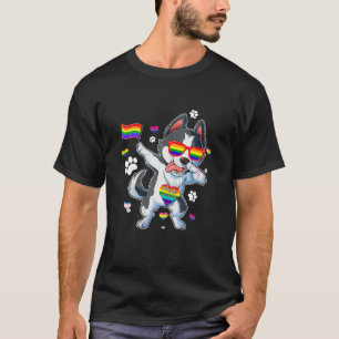 Funny Dabbing Husky Hund LGBT Q Gay pride Month T Shirt