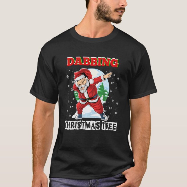 Funny Dabbing Jultomten runt Julgran Xm T Shirt (Framsida)