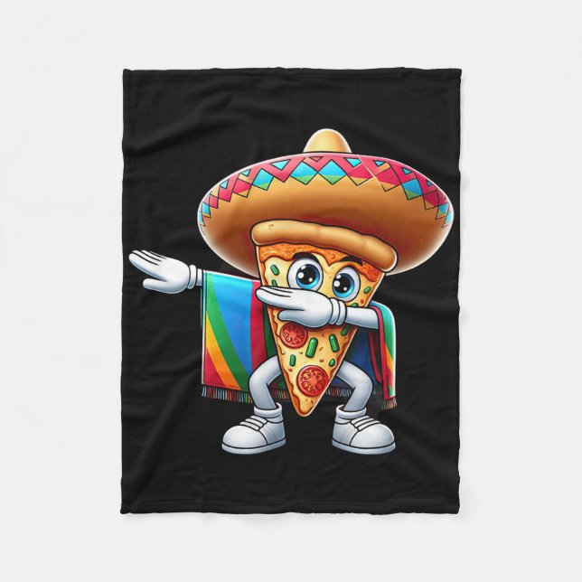 Funny Dabbing Mexican Pizza Dance Food Älskare Gra Fleecefilt (Framsidan)
