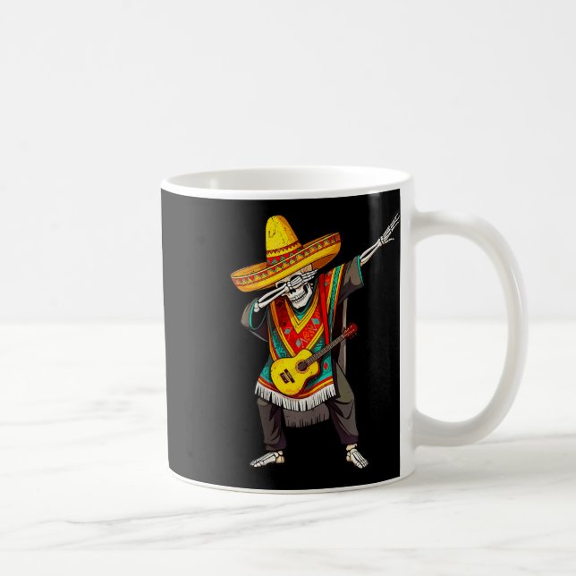 Funny Dabbing Mexican Skeleton Poncho Cinco De May Kaffemugg (Höger)