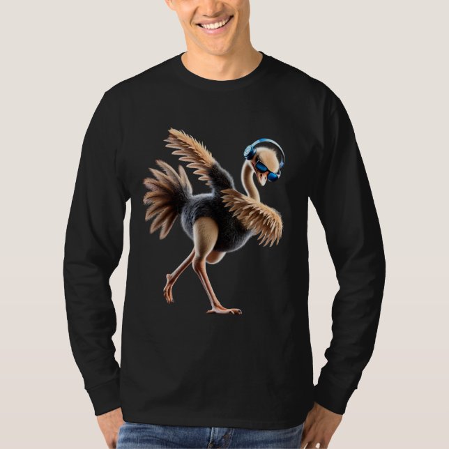 Funny Dabbing Ostrich Bird Älskare Dab Fågelskådni T Shirt (Framsida)