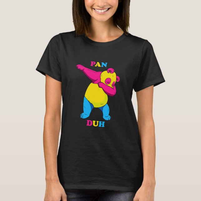 Funny Dabbing Pan Duh Panda Pansexual Pride Flagga T Shirt (Framsida)