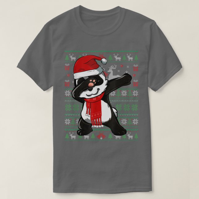 Funny Dabbing Panda Ugly jul Sweater Party C T Shirt (Design framsida)