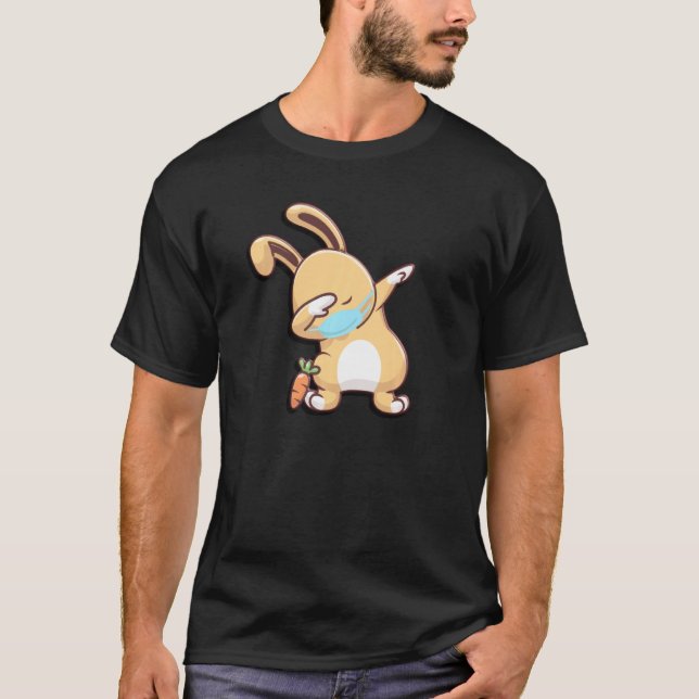 Funny Dabbing Påskhare Påsk 2021 T Shirt (Framsida)