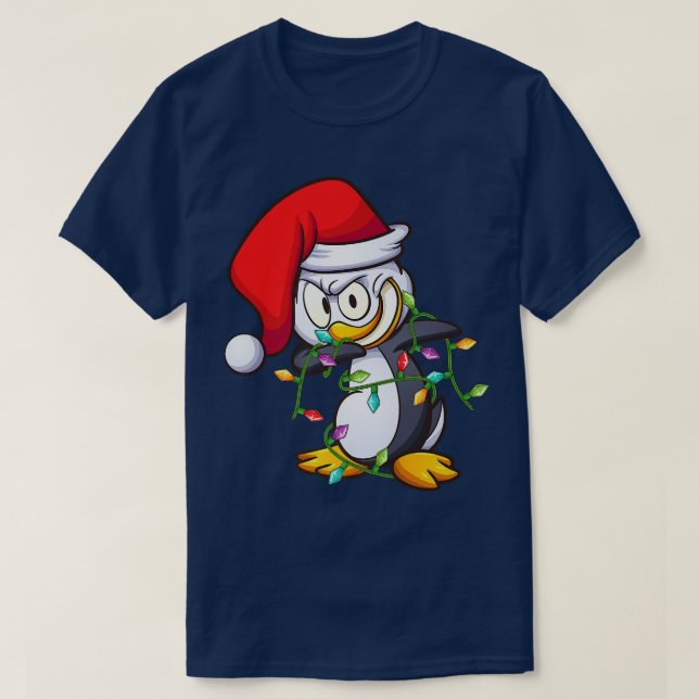 Funny Dabbing Penguin Bird Julafton Ljus Penguin C T Shirt (Design framsida)