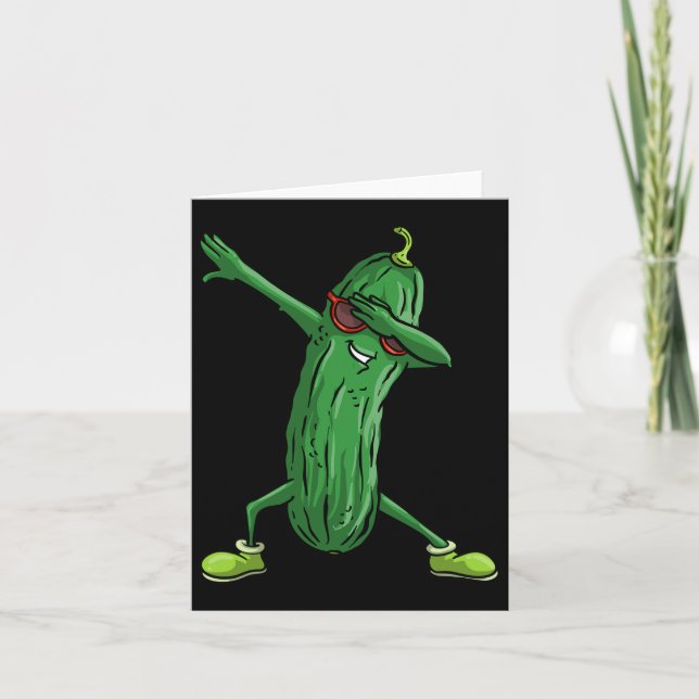 Funny Dabbing Pickle Gift Cute Dancing Cucumber Me Kort (Framsida)