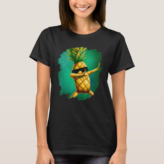 Funny Dabbing Pineapple Aloha Sunglasses Beach Dan T Shirt (Framsida)