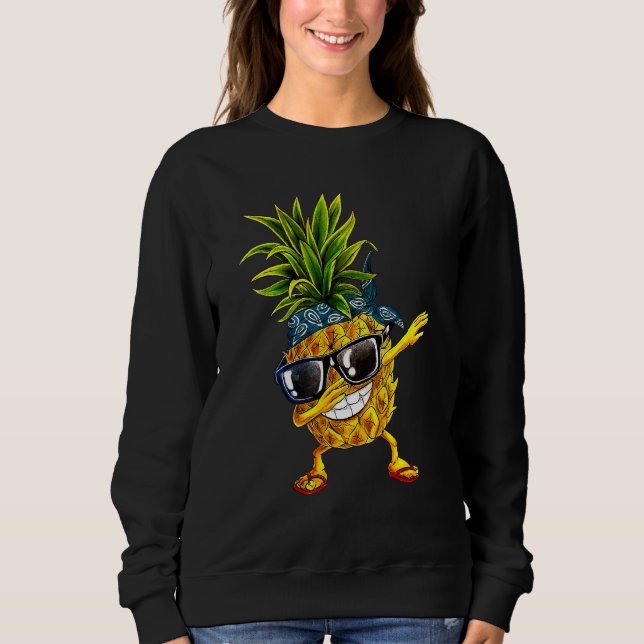 Funny Dabbing Pineapple Sunglasses Aloha Summer be T Shirt (Framsida)