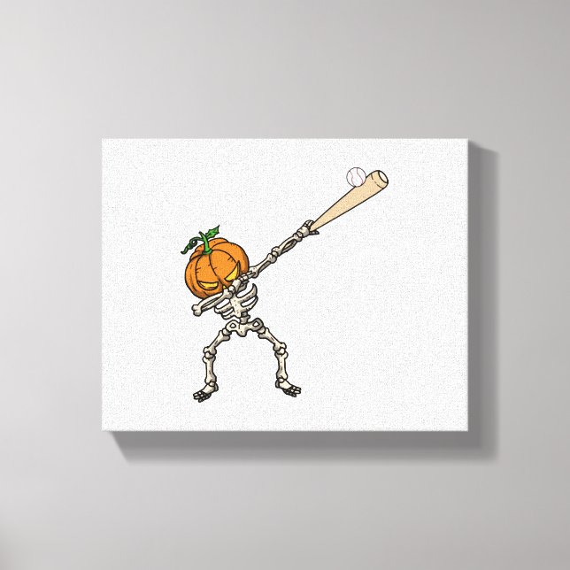 Funny Dabbing Pumpkin Head Baseball Gift Idea Canvastryck (Framsida)
