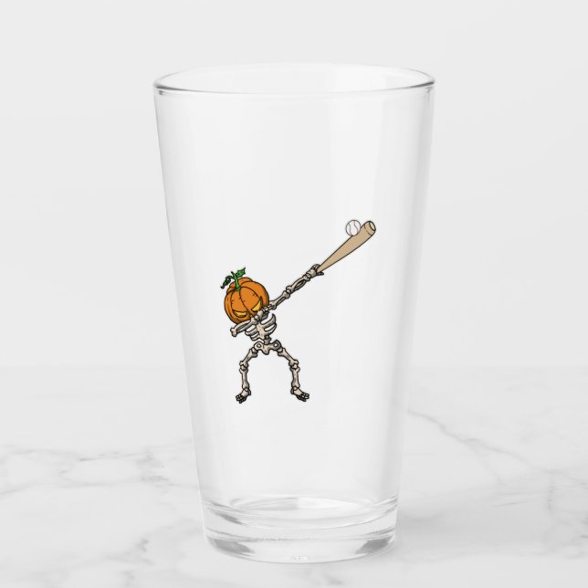 Funny Dabbing Pumpkin Head Baseball Gift Idea Glaskopp (Framsida)