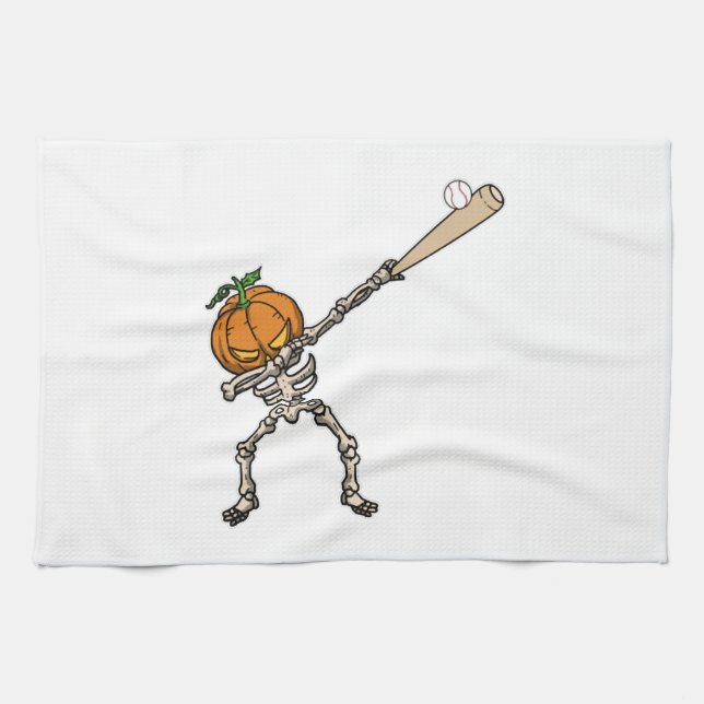 Funny Dabbing Pumpkin Head Baseball Gift Idea Kökshandduk (Horisontell)