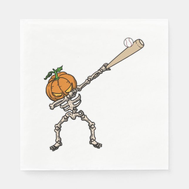 Funny Dabbing Pumpkin Head Baseball Gift Idea Pappersservett (Framsidan)