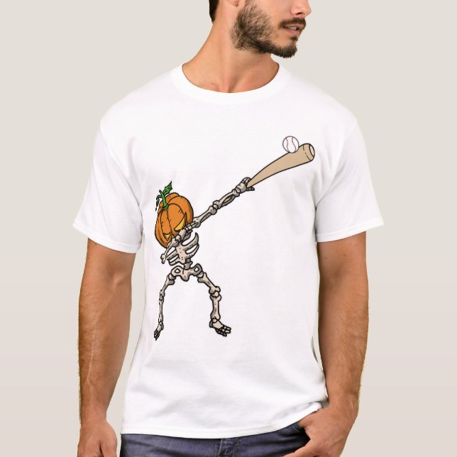 Funny Dabbing Pumpkin Head Baseball Gift Idea T Shirt (Framsida)