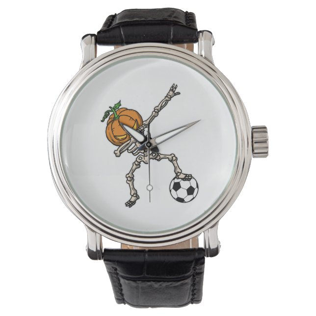 Funny Dabbing Pumpkin Head Soccer Gift Idea Armbandsur (Framsida)