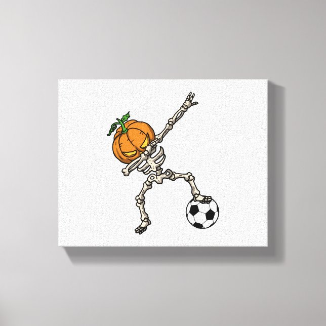 Funny Dabbing Pumpkin Head Soccer Gift Idea Canvastryck (Framsida)