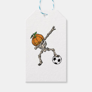 Funny Dabbing Pumpkin Head Soccer Gift Idea Presentetikett