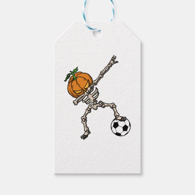 Funny Dabbing Pumpkin Head Soccer Gift Idea Presentetikett (Framsidan)