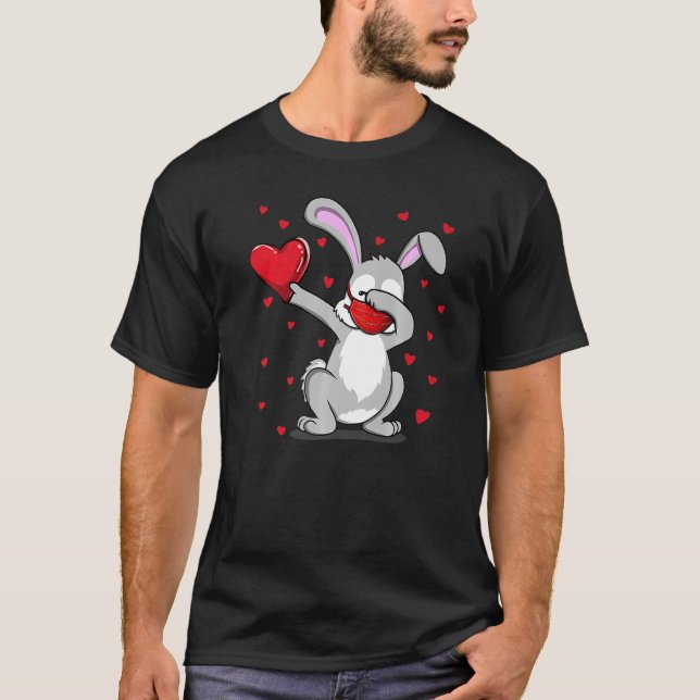 Funny Dabbing Rabbit Ansikte Mask Dab Dance Valent T Shirt (Framsida)