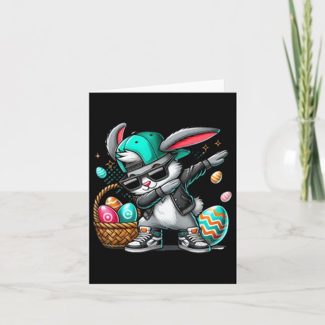 Funny Dabbing Rabbit Påskäggs Kort (Framsida)