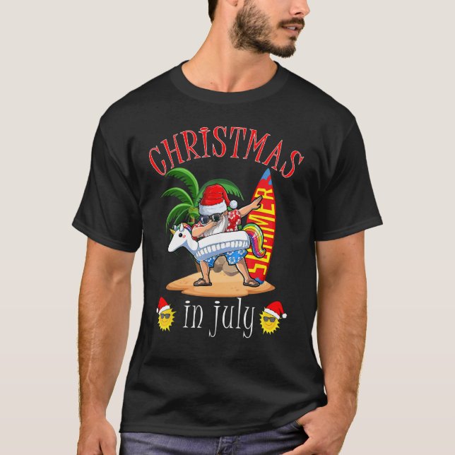 Funny Dabbing Santa Christmas in July Santa Hawaii T Shirt (Framsida)