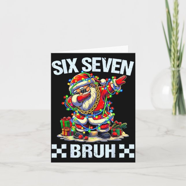 Funny Dabbing Santa Six Seven Bruh Christmas 67 Me Kort (Framsida)
