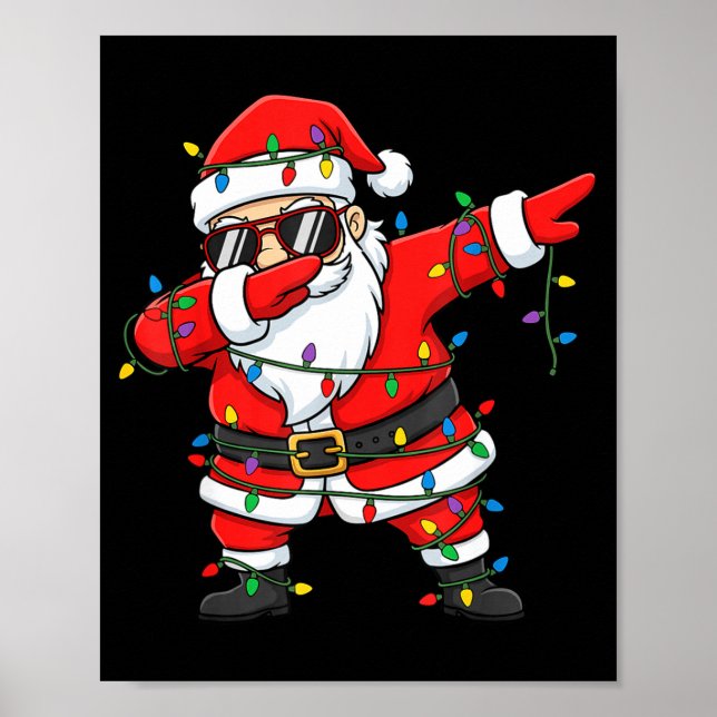 Funny Dabbing Santa Xmas Lights Men Boys Girls Chr Poster (Framsidan)