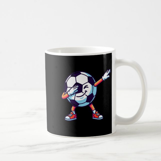 Funny Dabbing Soccer Ball Cartoon Srt Gift Kids Bo Kaffemugg (Höger)