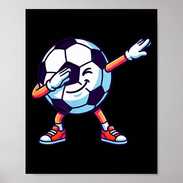 Funny Dabbing Soccer Ball Cartoon Srt Gift Kids Bo Poster (Framsidan)