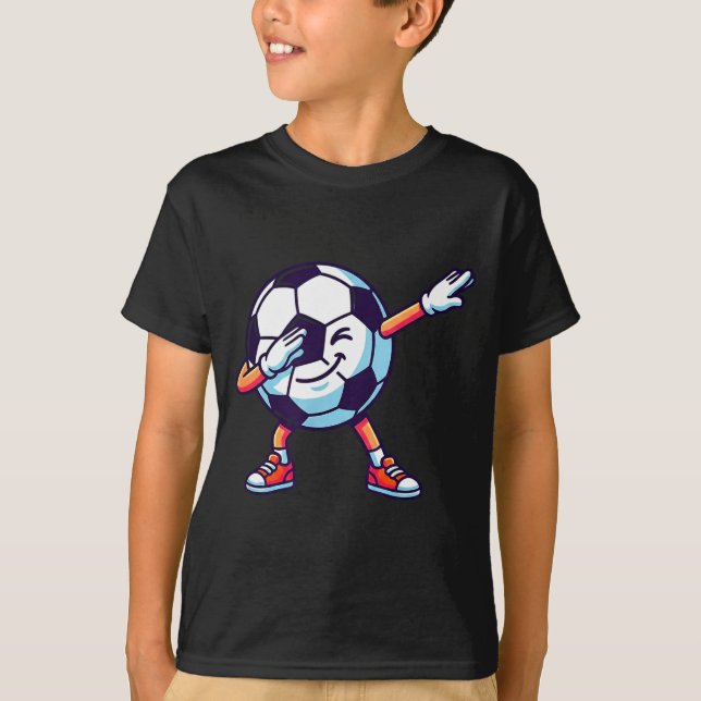 Funny Dabbing Soccer Ball Cartoon Srt Gift Kids Bo T Shirt (Framsida)