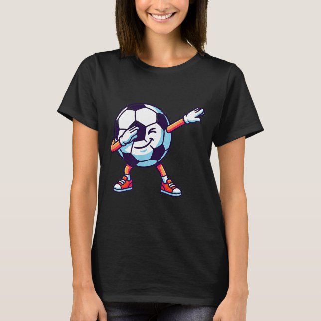 Funny Dabbing Soccer Ball Cartoon Srt Gift Kids Bo T Shirt (Framsida)
