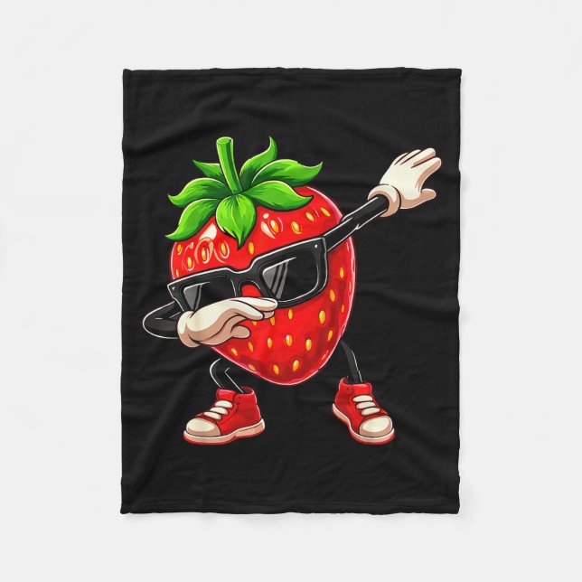 Funny Dabbing Strawberry Summer Fruit Lover Men Wo Fleecefilt (Framsidan)