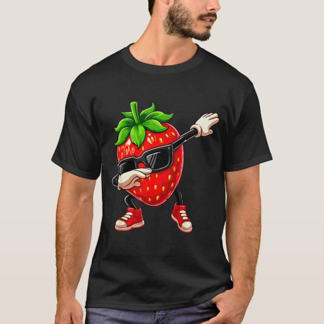 Funny Dabbing Strawberry Summer Fruit Lover Men Wo T Shirt (Framsida)