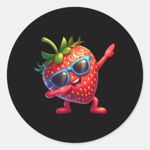 Funny Dabbing Strawberry Sungles Dab Dancing Fruit Runt Klistermärke