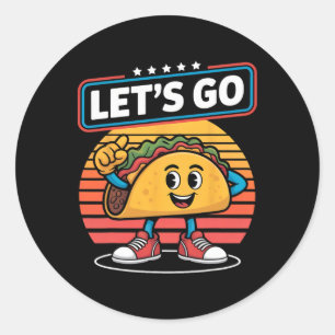 Funny Dabbing Taco Låt oss Go Trump Chickens Retro Runt Klistermärke
