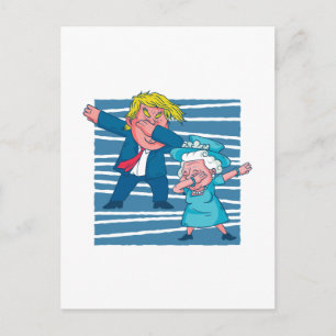 Funny Dabbing Trump Queen England Graphics Tecknad Vykort