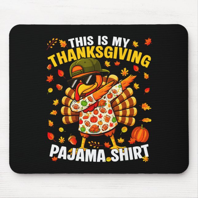 Funny Dabbing Turkey Thanksgiving Pajamas Pjs Srts Musmatta (Framsidan)