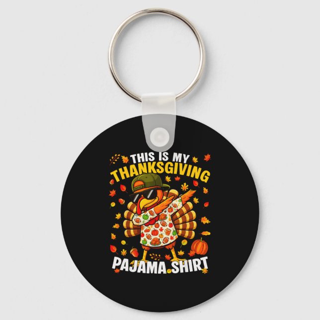 Funny Dabbing Turkey Thanksgiving Pajamas Pjs Srts Nyckelring (Framsida)