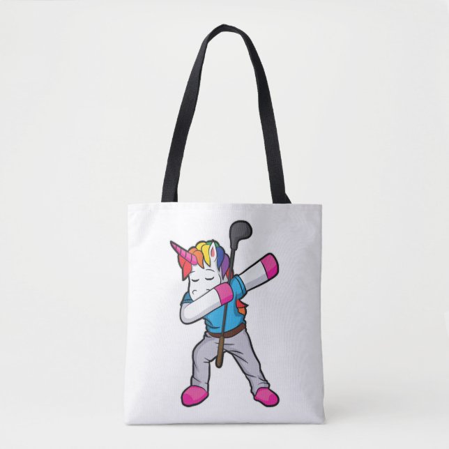 Funny Dabbing Unicorn Golfer Gift Golf Tygkasse (Framsida)