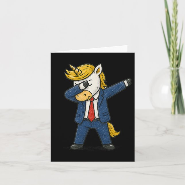 Funny Dabbing Unicorn Trump Patriotic Dab Pose Usa Kort (Framsida)