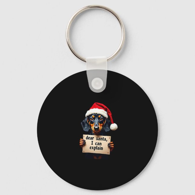 Funny Dachshund Christmas Dear Santa I Can Explain Nyckelring (Framsida)