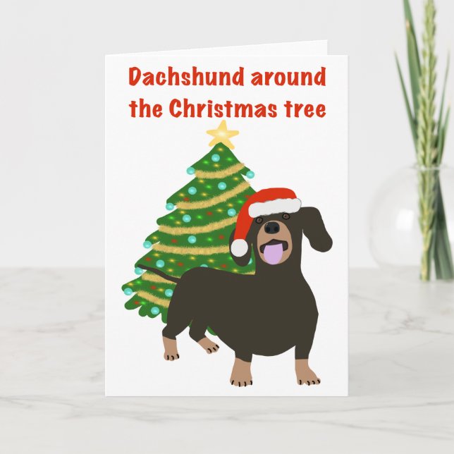 Funny dachshund christmas och helgdag-kort helgkort (Framsida)