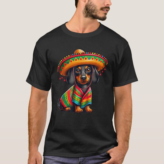 Funny Dachshund Cinco De Mayo Cute Mexican Hund So T Shirt (Framsida)