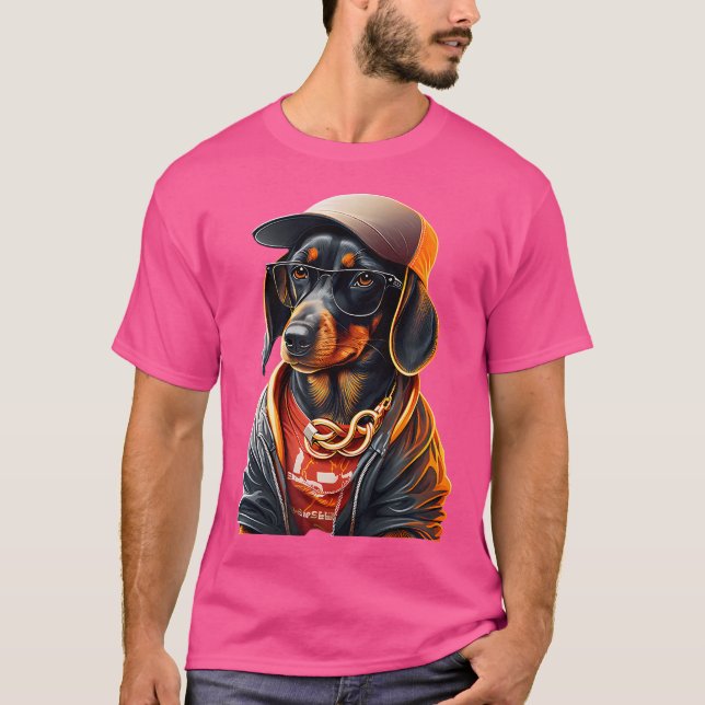 Funny Dachshund Cute Rap Hip hop Rb T Shirt (Framsida)