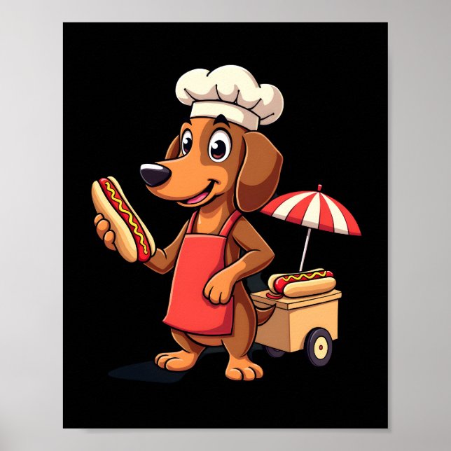 Funny Dachshund Dog Weenie Sausage Hotdog Sandwich Poster (Framsidan)
