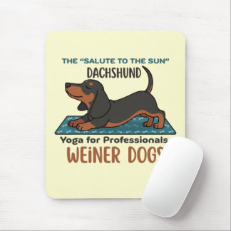 Funny dachshund doing the sun salutation (yoga) musmatta